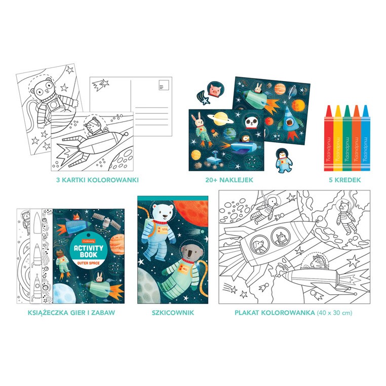 Mudpuppy Zestaw Kreatywny Kosmos Naklejki Malowanki 4+