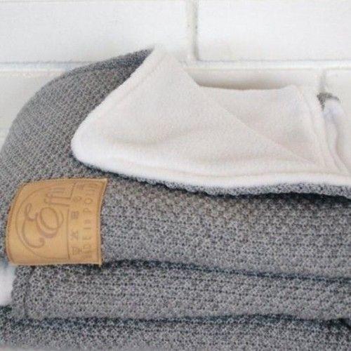 Effii Duży Wełniany Koc 75x110cm Szary/Biały 0+