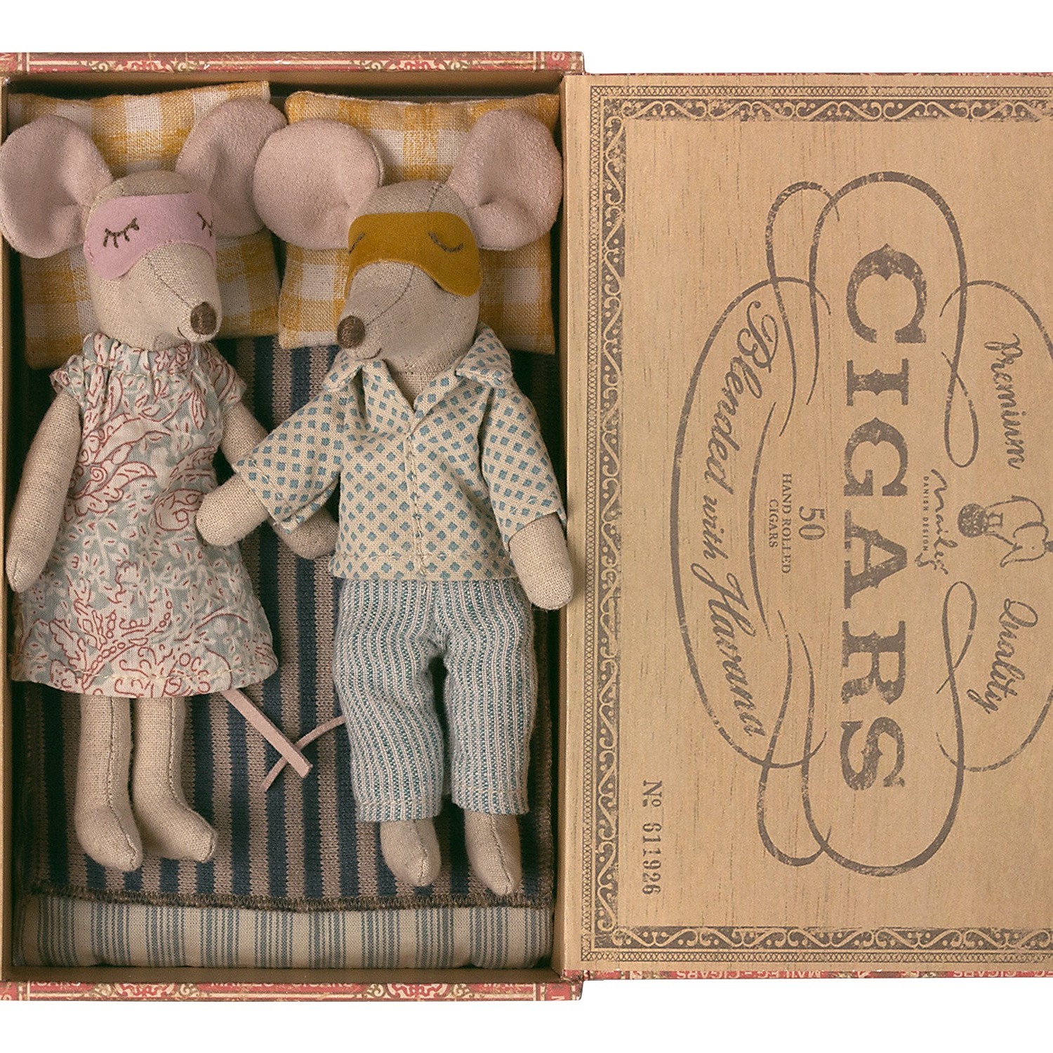 Maileg Myszki Mum & Dad w pudełku cygarowym 12cm