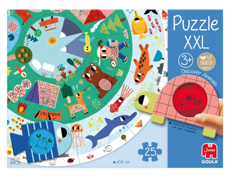 Okrągłe puzzle dla dzieci XXL Odkryj zwierzęta Goula