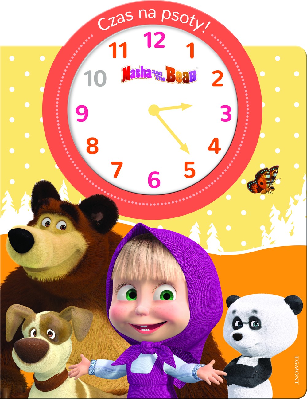 Masza i Niedźwiedź Książka z Zegarem 12 stron 3+