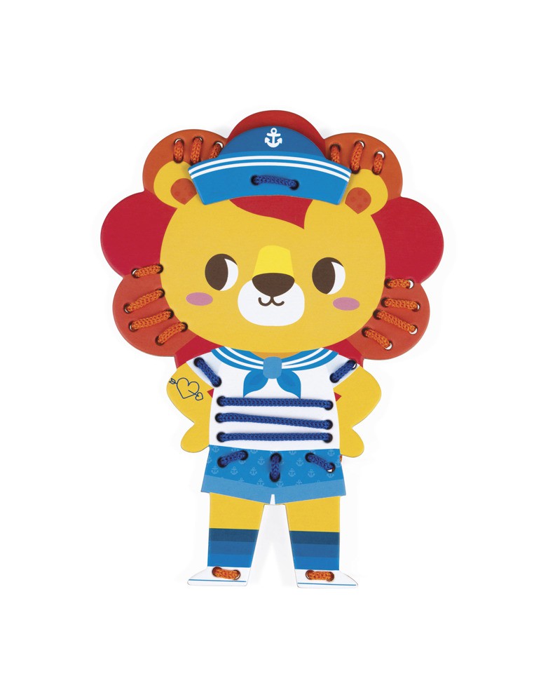 Janod Sznurowanka Kolorowe Zwierzątka 2+ | Drewniane Zabawki