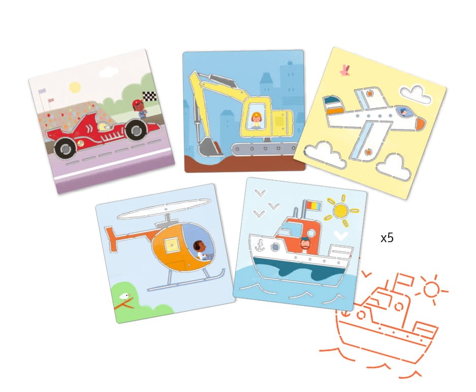 Djeco Szablony do odrysowania Pojazdy 4+