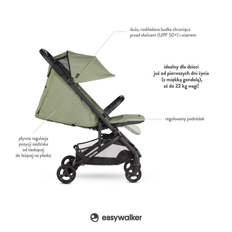 Easywalker Miley² Wózek Spacerowy Sage Green | Od urodzenia
