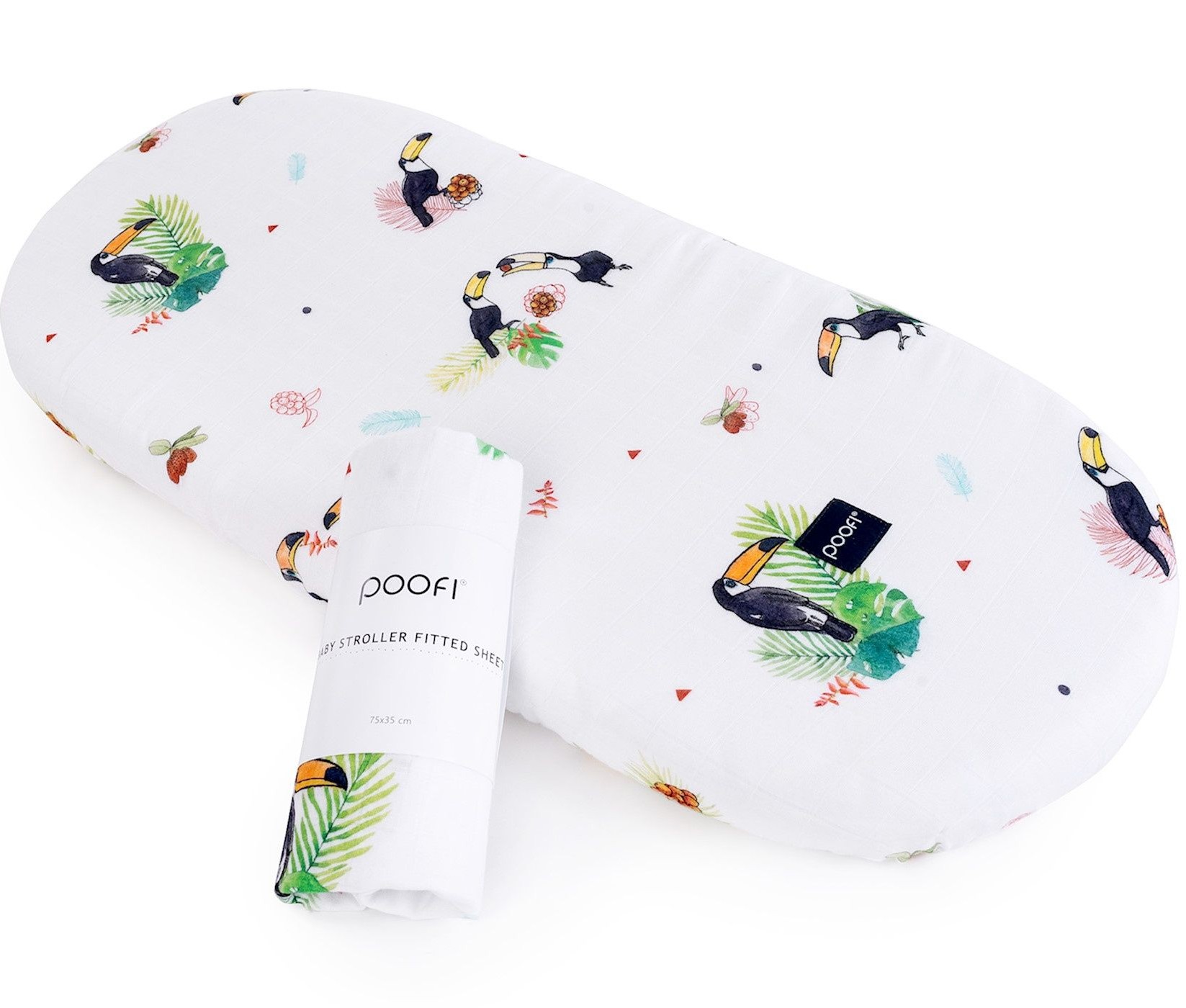 Poofi Prześcieradło Muślinowe do Gondoli - Tukany 35x75cm