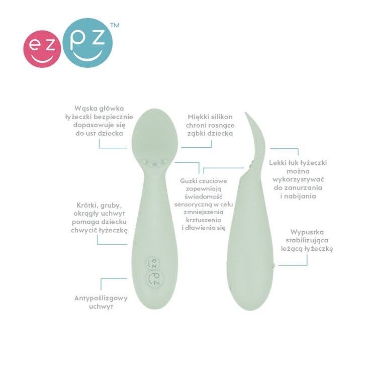EZPZ Komplet naczyń silikonowych First Foods Set 6m+ pastelowa zieleń