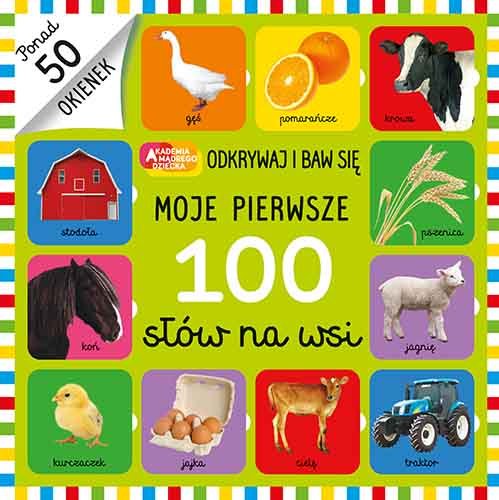 Książeczka Moje pierwsze 100 słów na wsi z okienkami 2+