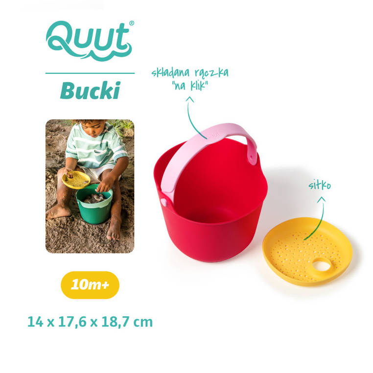 Quut Wiaderko z sitkiem Bucki Cherry+Pink 10m+