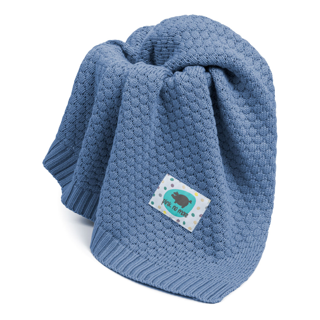 Kocyk bawełniano-bambusowy Pink No More 100x80cm bubble BLUE 0+