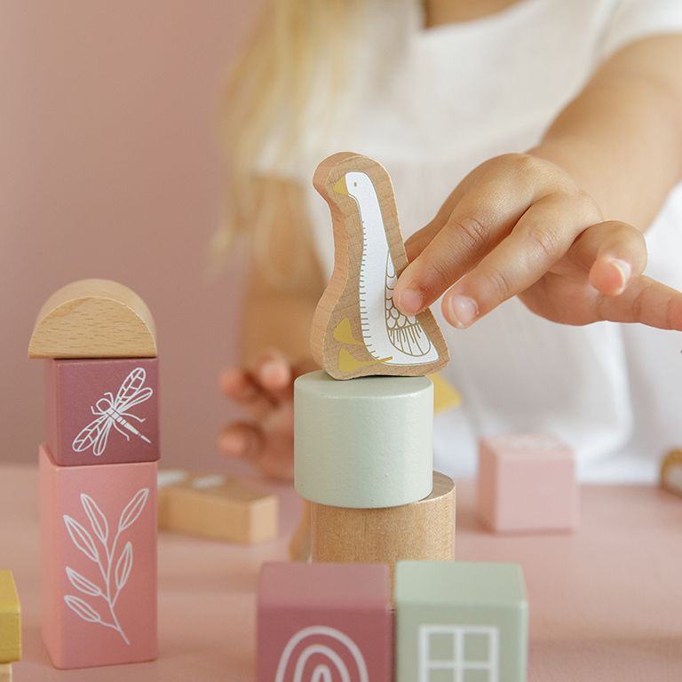 Little Dutch Klocki Drewniane Różowe 50el 2+