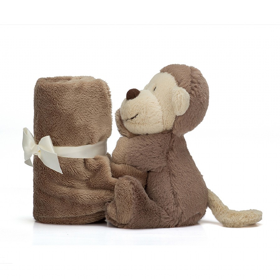 Jellycat Małpka Przytulanka-Kocyk 33x33cm Brązowa od 0+