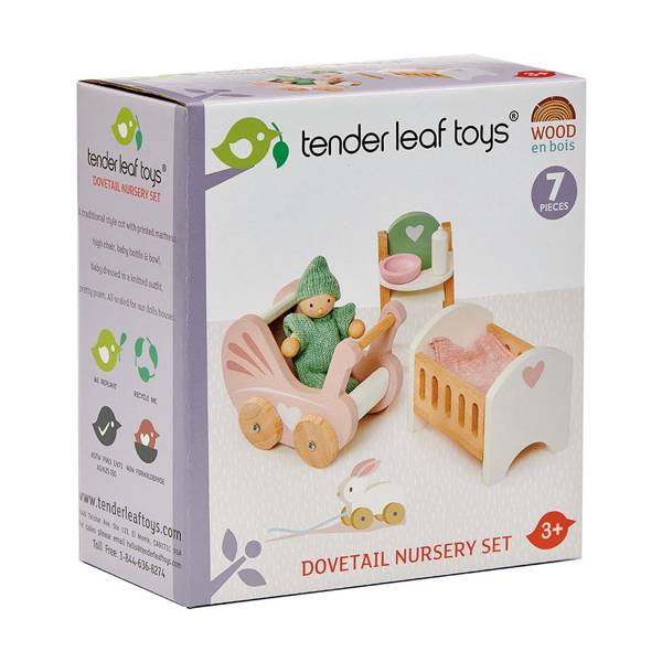 Tender Leaf Toys Drewniane mebelki dla niemowlaka 3+ | Domek dla lalek