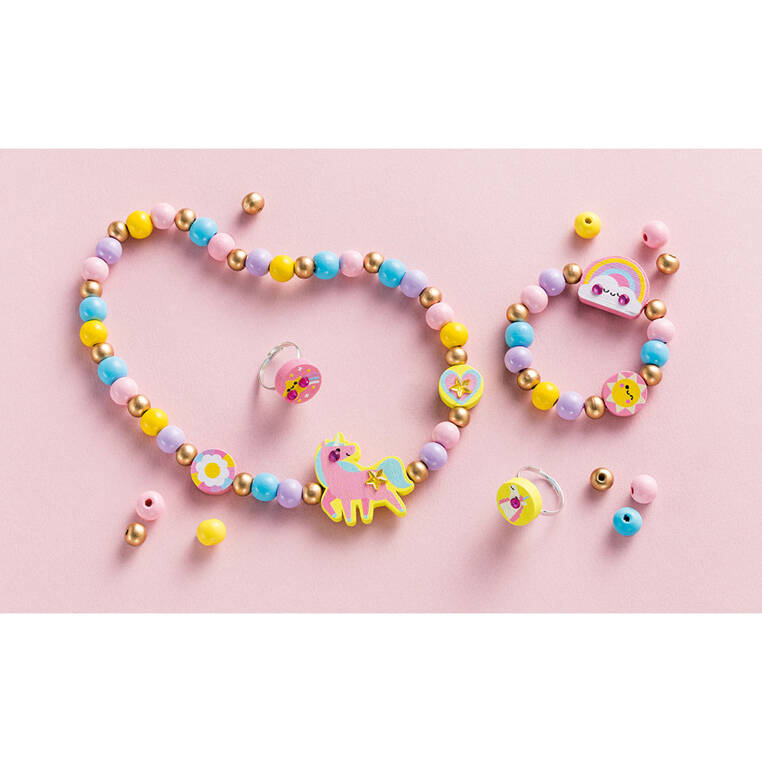 Janod Zestaw Biżuterii Drewniana Tęczowa Kraina 4+ | Fabryka Wafelków