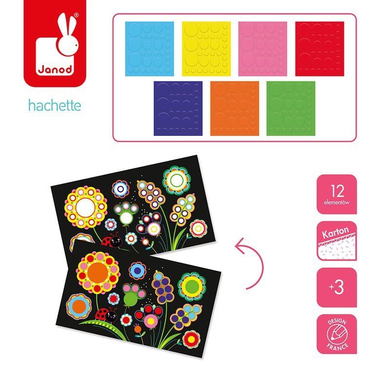 Janod Zestaw kreatywny Okrągłe naklejki Wiosna 3+
