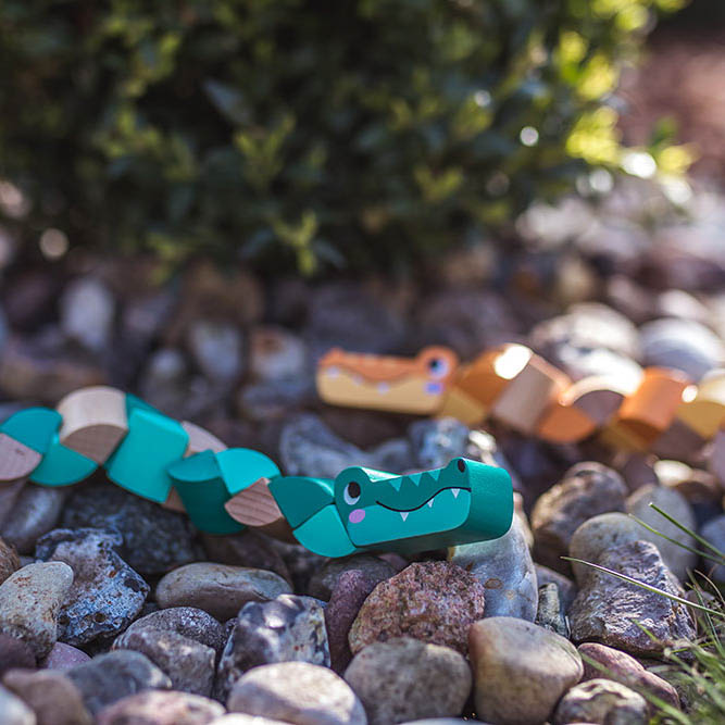 Janod, Drewniana elastyczna układanka Wąż + Krokodyl