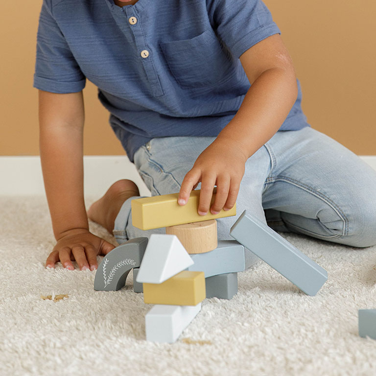 Little Dutch Wózek z klockami Błękit Ocean 12m+