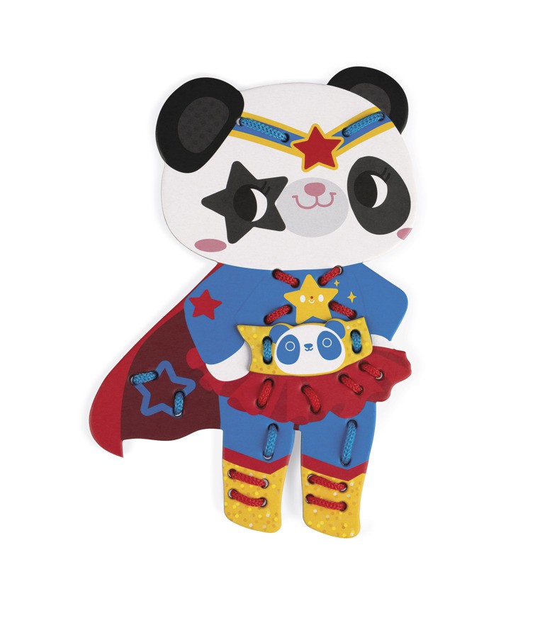 Janod Sznurowanka Kolorowe Zwierzątka 2+ | Drewniane Zabawki