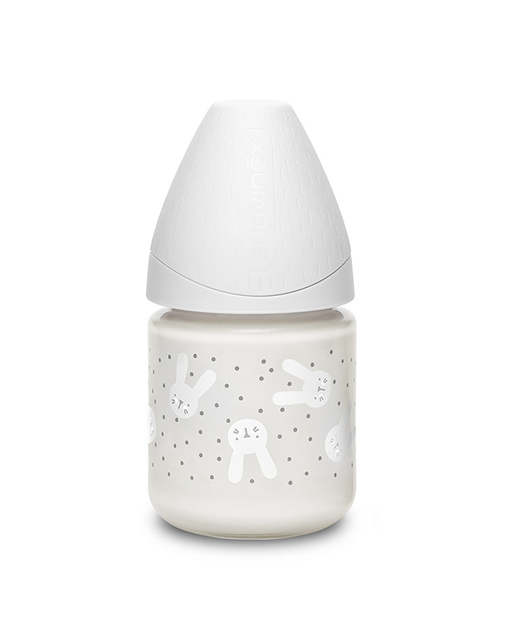Suavinex Butelka szklana HYGGE 120ml królik szary 0+