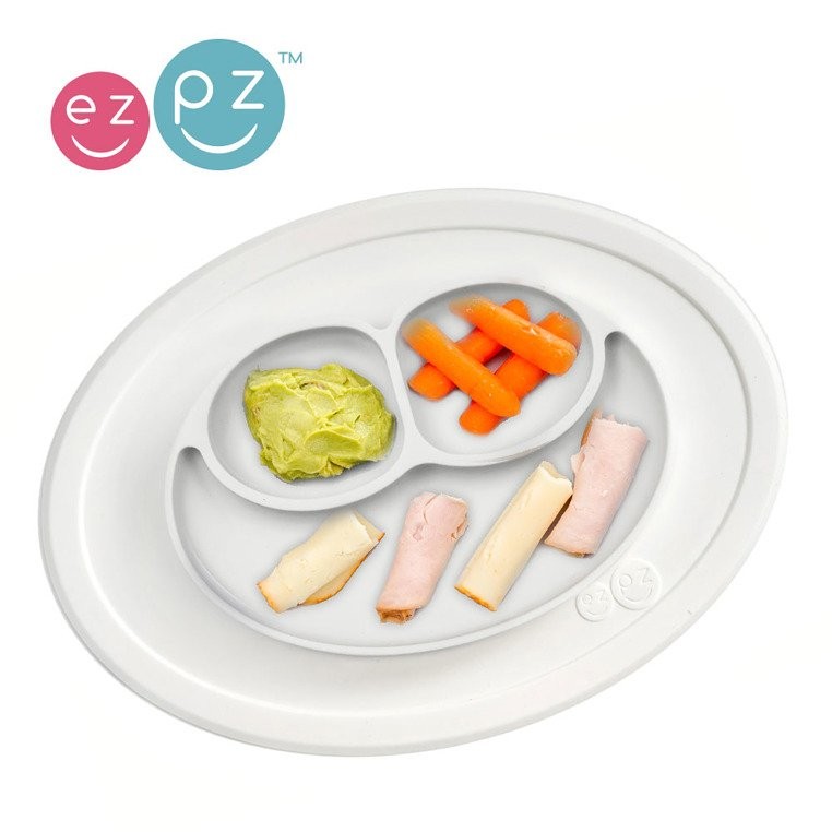 EZPZ Silikonowy talerzyk z podkładką Mini Mat 2w1 6m+ biały