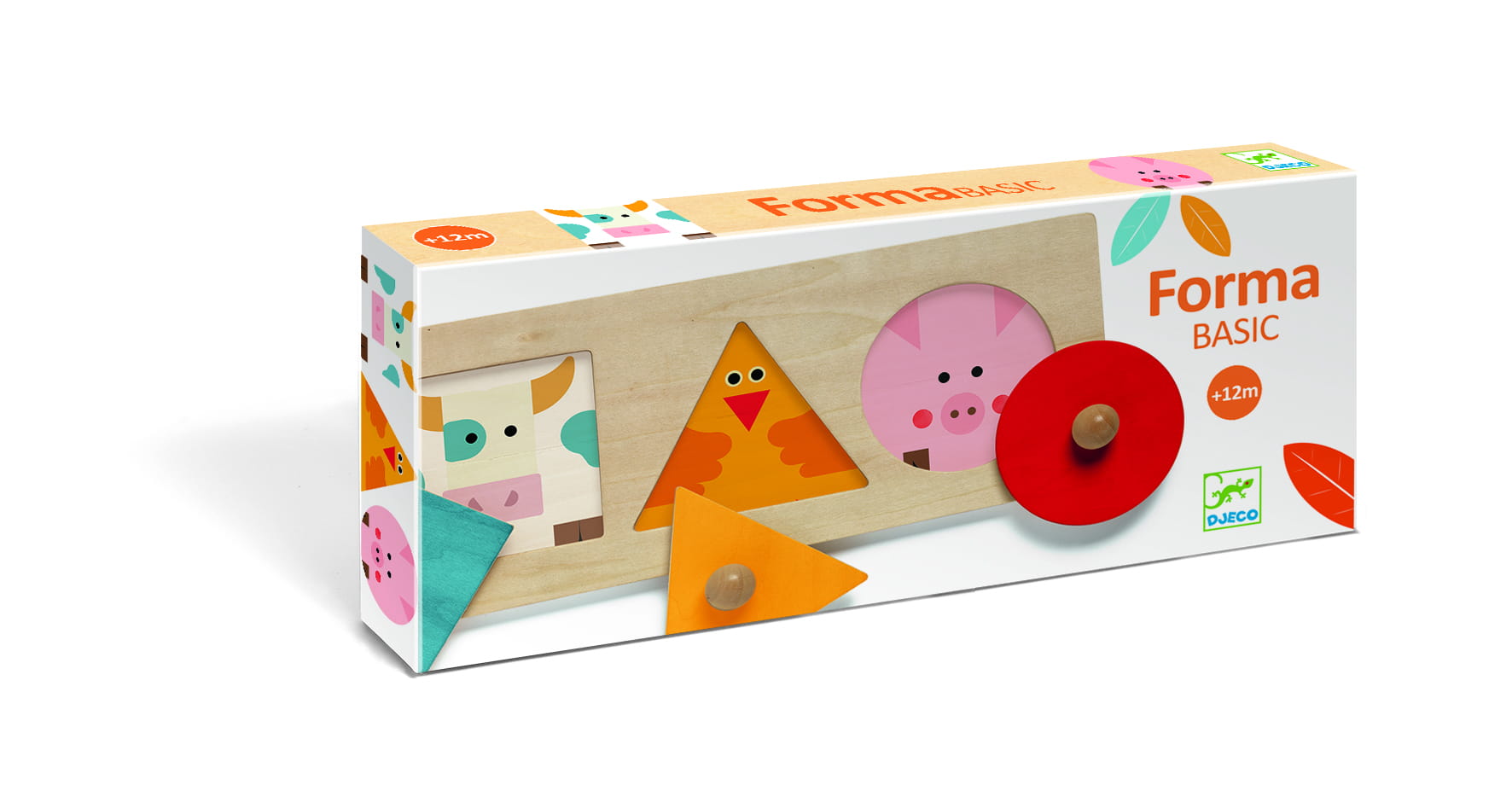 Djeco Układanka Drewniana z Uchwytami FORMA 12m+