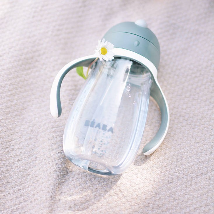 Beaba Kubek Niekapek ze Słomką 300ml Mineral Grey 8m+