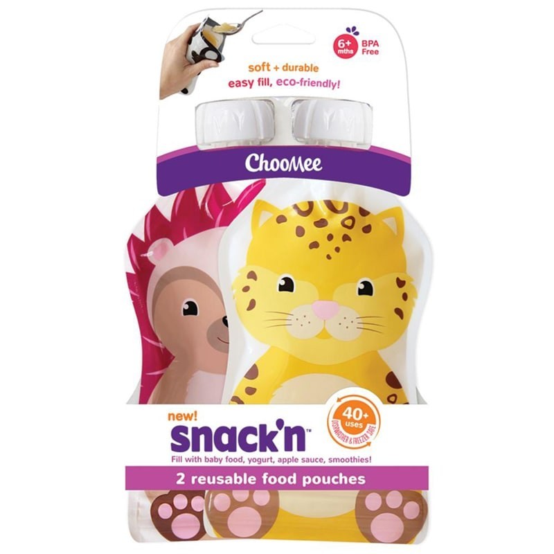 ChooMee Saszetki do karmienia wielorazowe Yellow Red 2 Pack 6m+