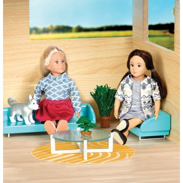 Lori Zestaw Meble Salon Okrągły Stolik 15cm Lalki