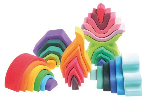 Grimm's Ogień 5-elementowy - Klocki Drewniane 1+