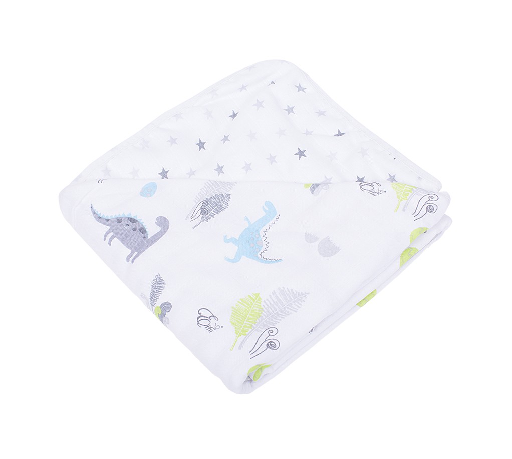 Kocyk Muślinowy Dinozaur Gwiazdki XXL 120x120cm