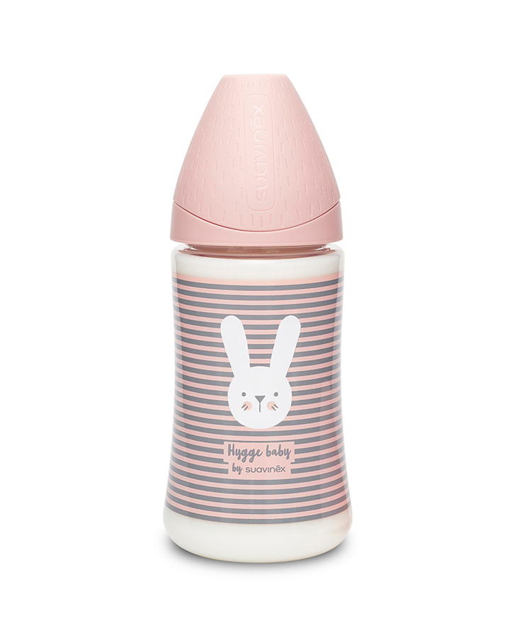 Suavinex Butelka HYGGE 270ml - Królik Linie Różowe