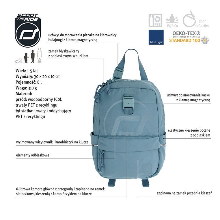 Scoot & Ride Plecak na hulajnogę Steel 1-5 lat