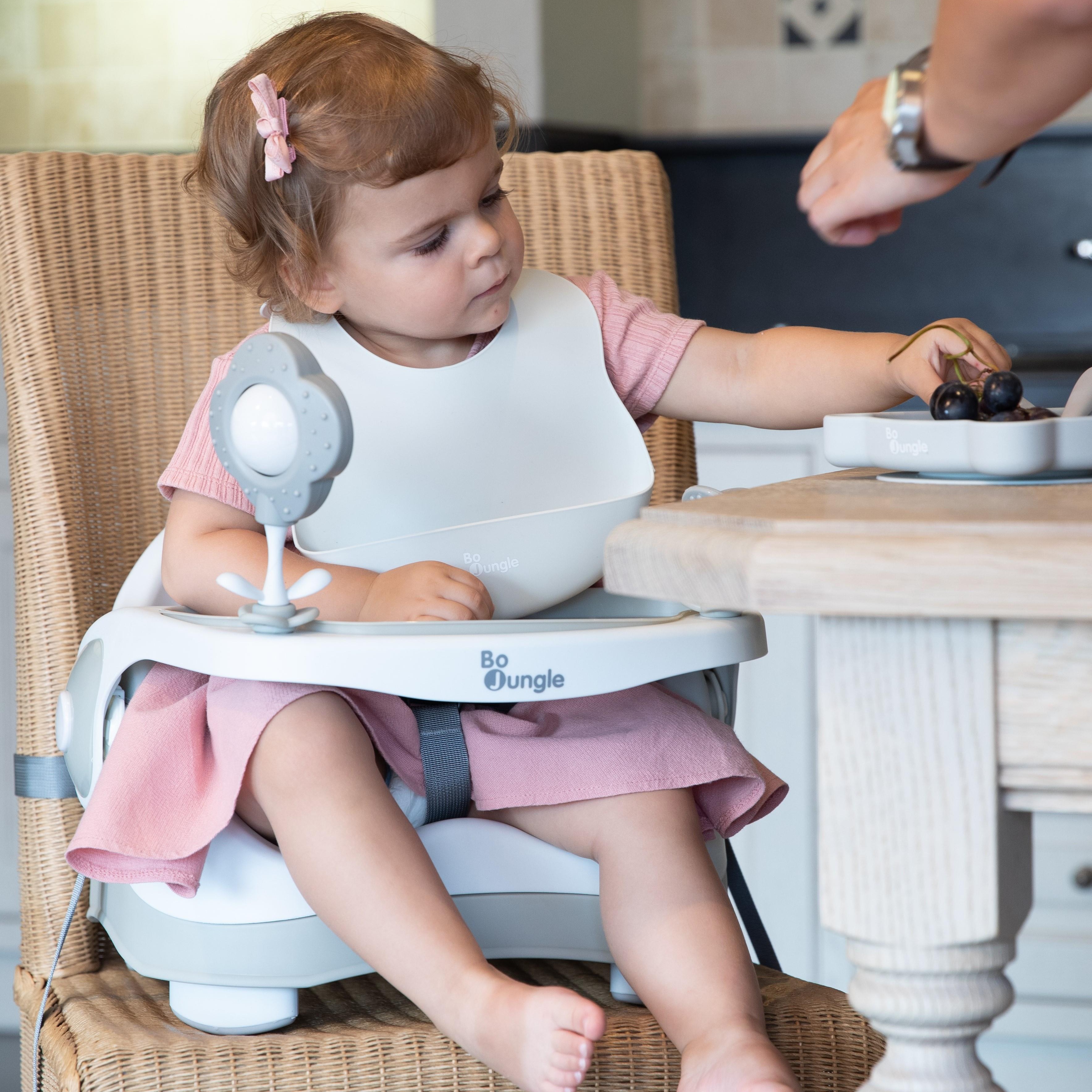 Śliniak silikonowy Bo Jungle z kieszonką - Grey 0+