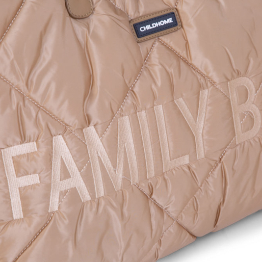 Childhome Torba Family Bag Pikowana Beżowa | Pojemna Torba dla Mamy