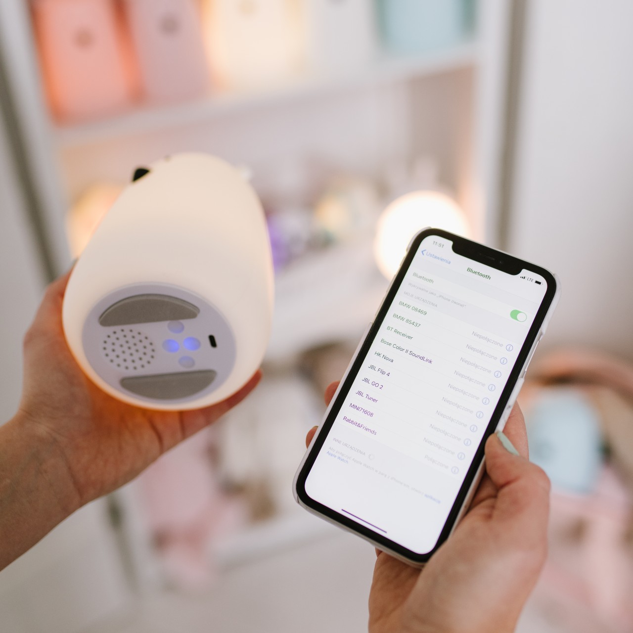 Rabbit&Friends Lampka Nocna Miś duży Biały USB