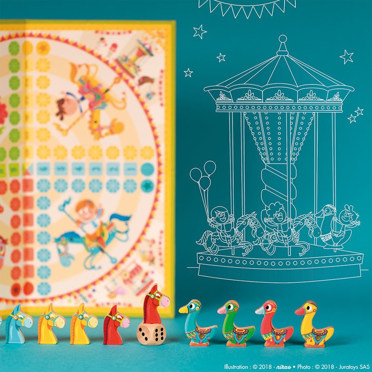 Janod Gra Wyścig Gąski na karuzeli Carrousel 4+