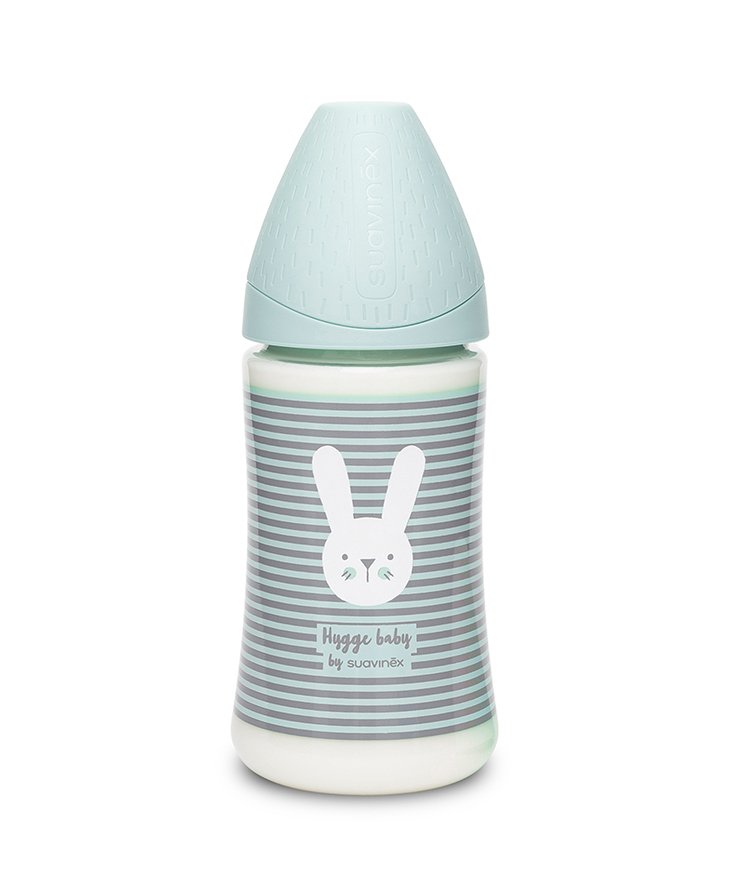 Suavinex, Butelka HYGGE 270ml - królik linie miętowe