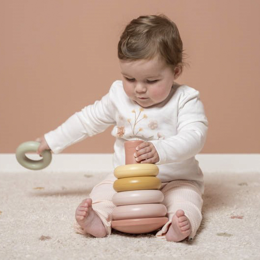 Little Dutch Piramida Różowa Sortowanie 5 Pierścieni 6m+