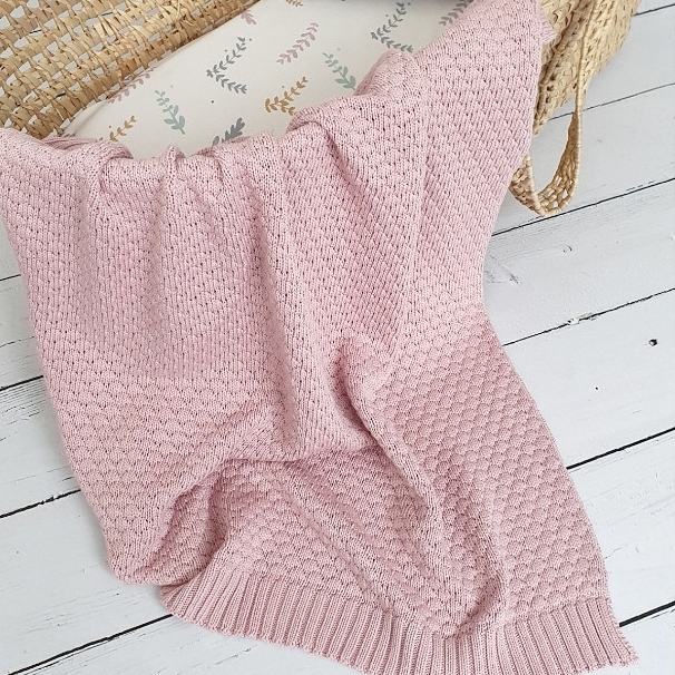 Koc bawełniano-bambusowy Pink No More Bubble Dusty Pink 100x80cm