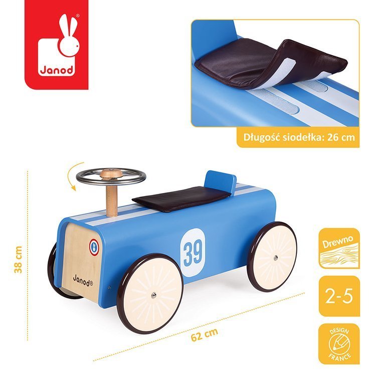 Janod, Drewniany jeździk retro Bolid wyścigowy