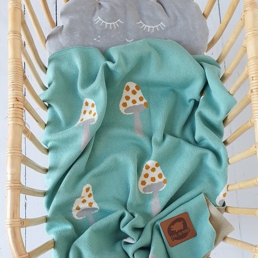 Pink no more Koc dziany SMILE Turquoise 60x80cm