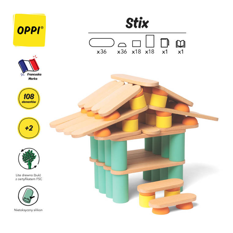 Oppi, Kreatywny Zestaw Konstrukcyjny Stix 108 el. 
