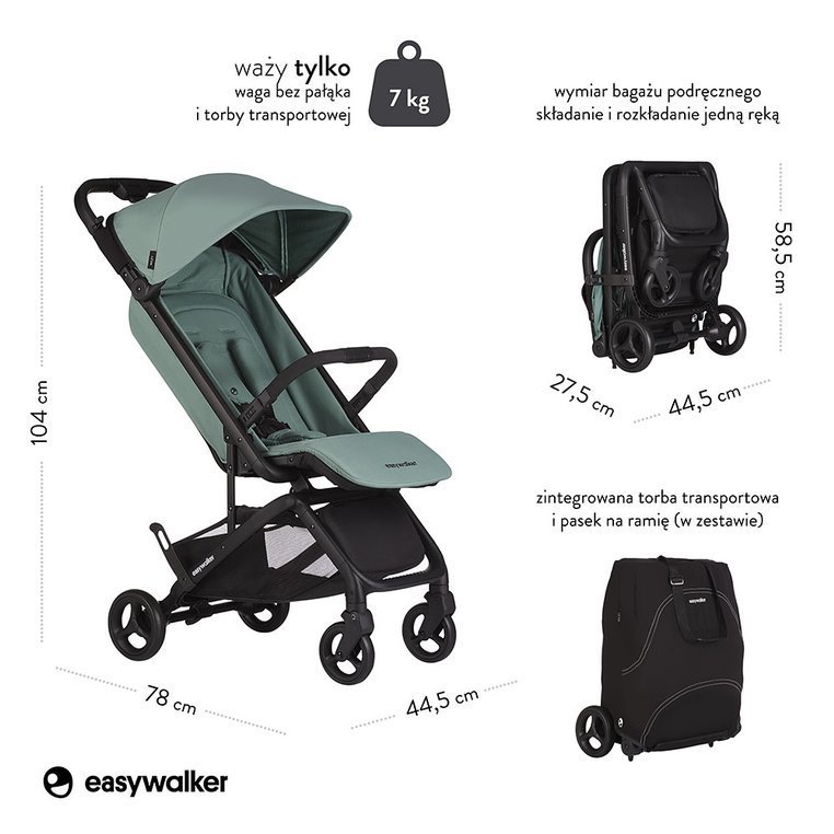 Easywalker Miley Wózek Spacerowy Coral Green 0+