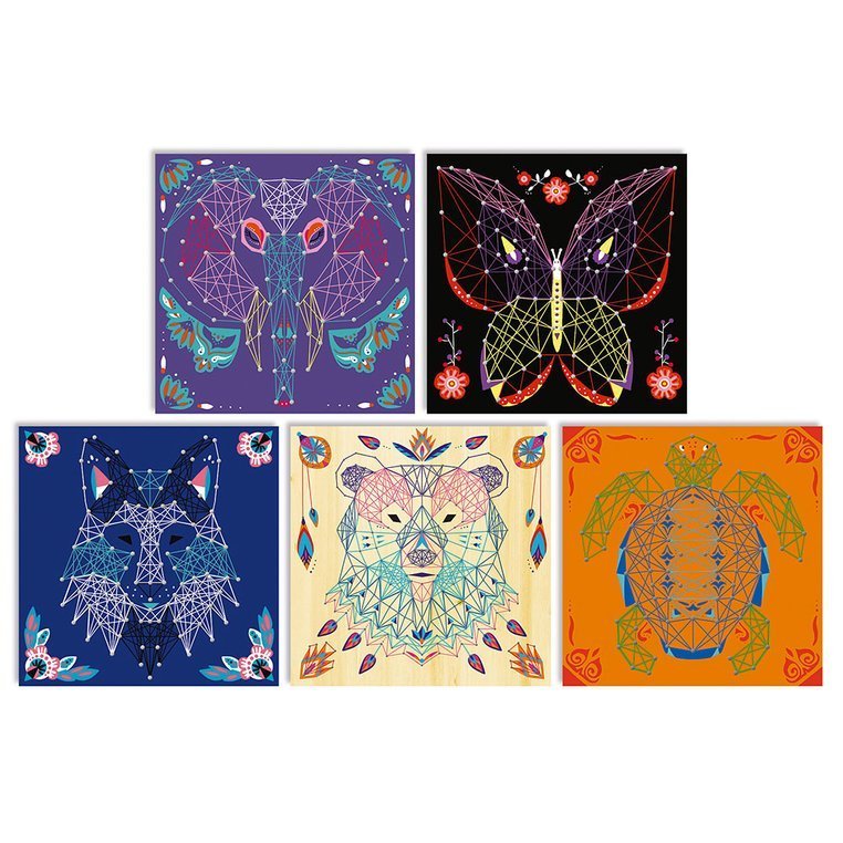 Janod Zestaw Kreatywny Przeplatanka 3D String Art Zwierzęta 8+