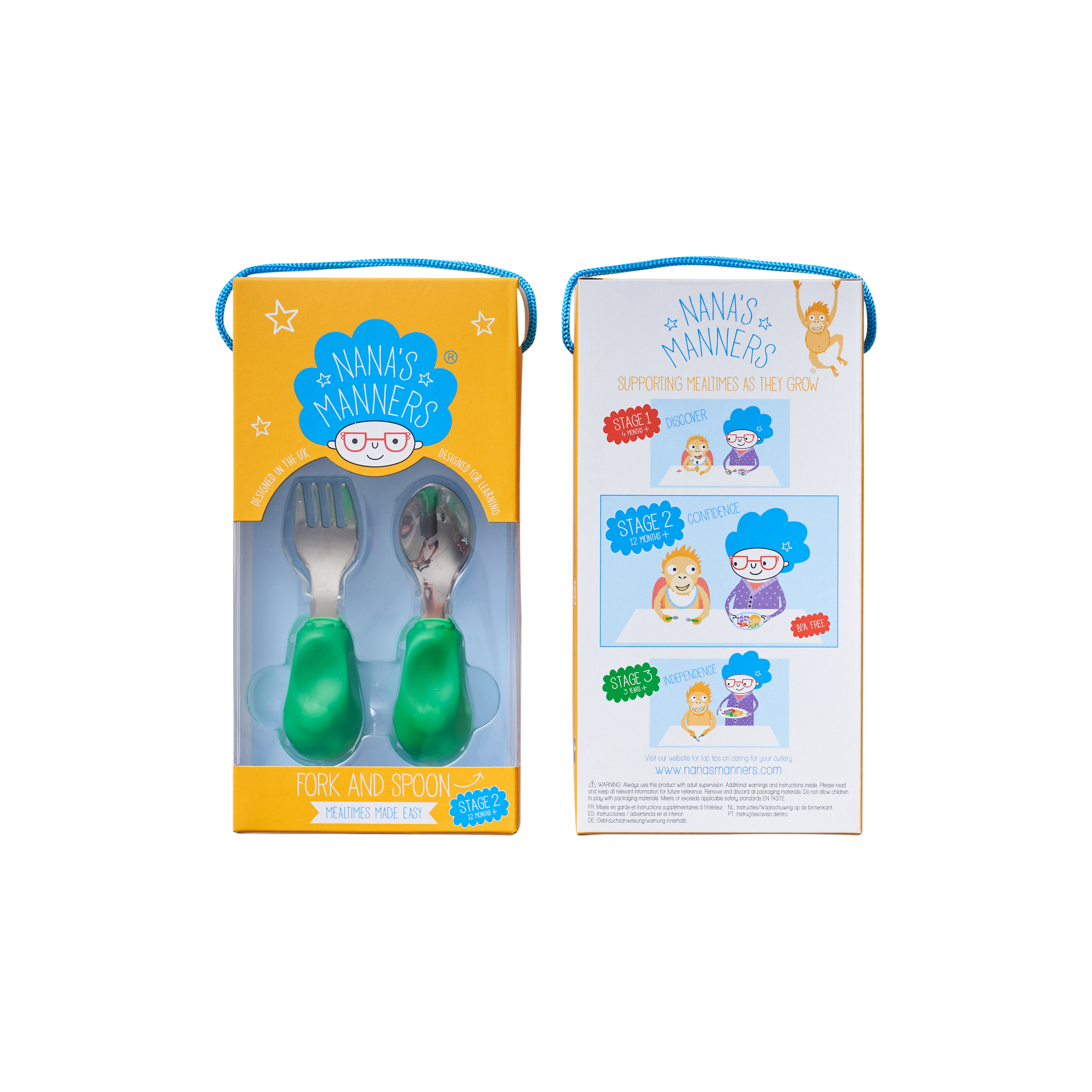 Nana's Manners Widelec i łyżka Etap 2 12M+ Zielony