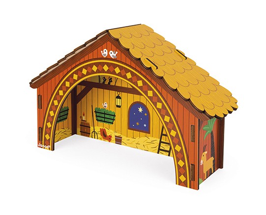 Janod Świąteczna Szopka Drewniana 15 el. 3+