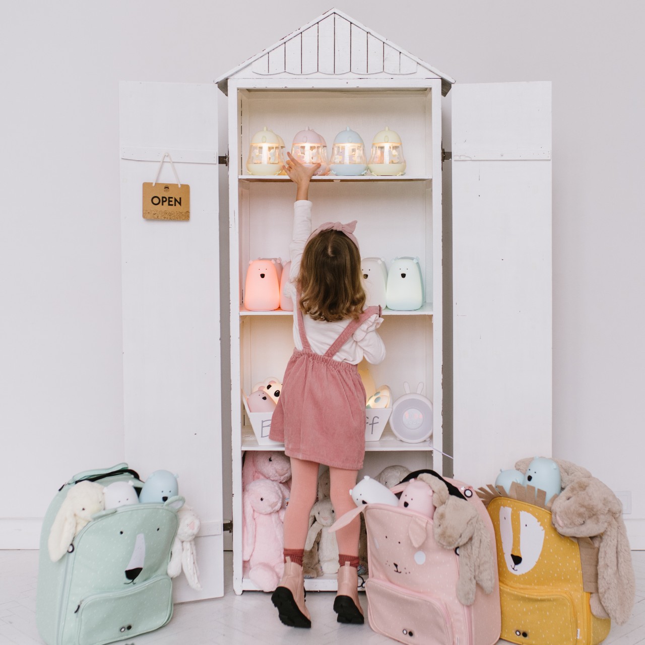 Rabbit&Friends, Lampka miś różowy z pilotem