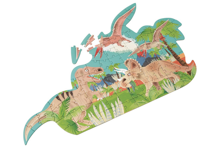 Scratch Puzzle Dwustronne XL 100el Dinozaury 5+