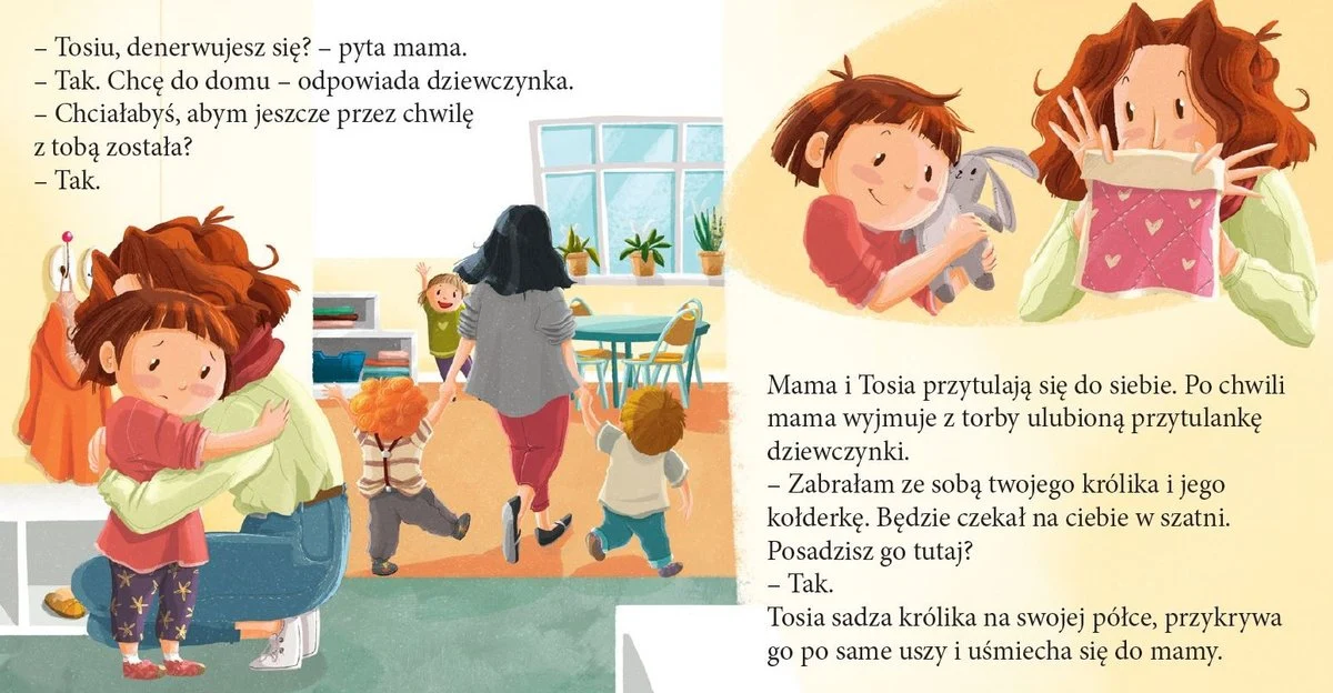 Tosia i Julek idą do przedszkola. 