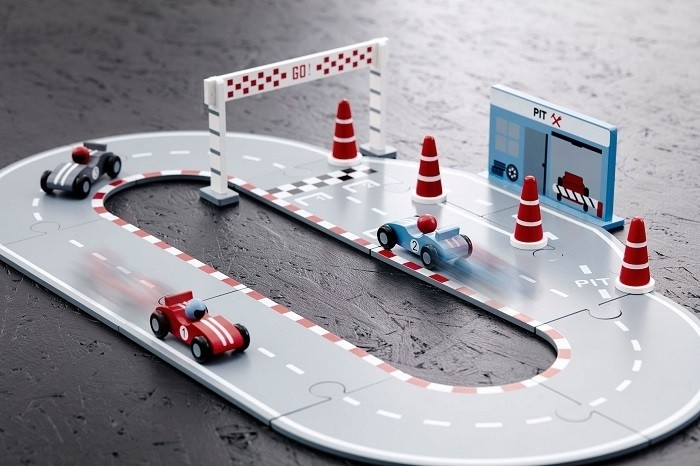 Kids Concept Tor Wyścigowy Blue Drewniany 3+ lat