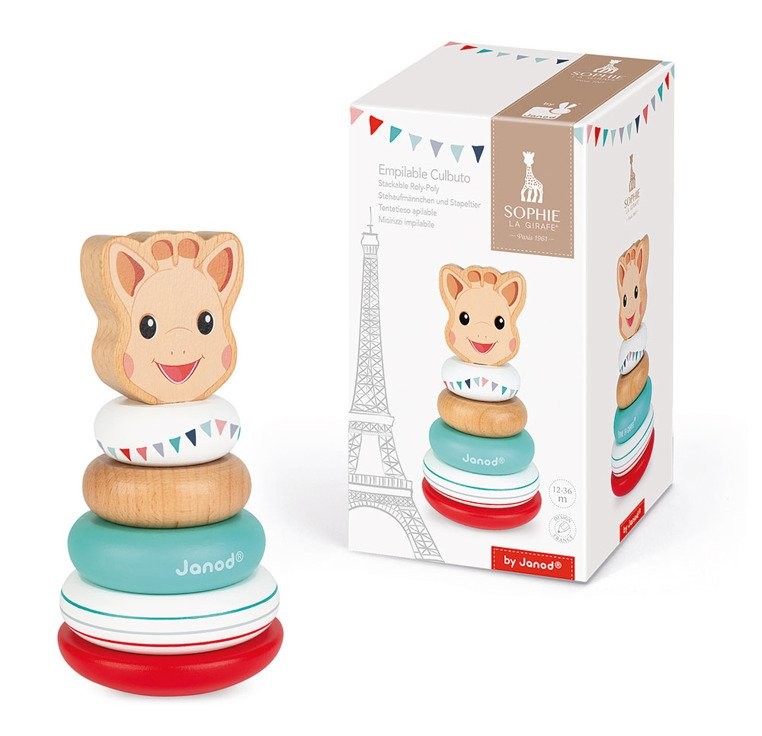 Janod Układanka Piramida Wańka-Wstańka Żyrafka Sophie 12m+